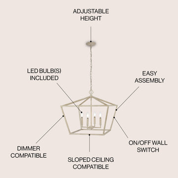Gatsby 23" Adjustable Iron Rustic Glam LED Pendant